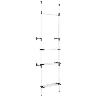 Berkfield Home Telescopic Wardrobe System with Rods & Shelf Aluminium in Silver