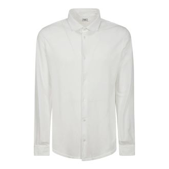 Fedeli Overhemden, Heren, Wit, 3Xl, Katoen, Licht Piquet Katoenen Shirt met Lange Mouwen