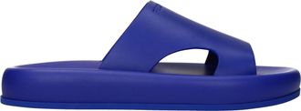 Ferragamo Herrens Pantoletten und Clogs aus Leder in Blau/Lapislazuli