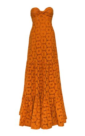 Andres Otalora Womens Tangara Cotton Maxi Dress - Orange - US 0 - Moda Operandi