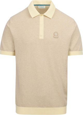 Sandbanks Mens 3-Button Knitted Polo STONE - Beige Cotton - Size X-Large