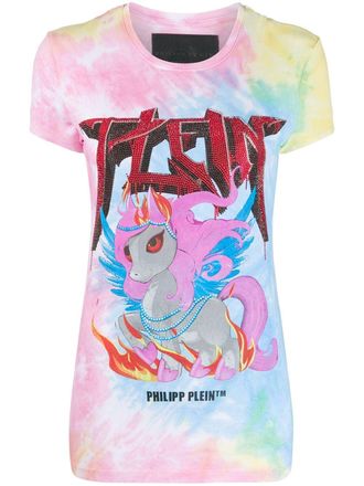Philipp Plein embellished logo T-shirt - women - Cotton - S - Pink