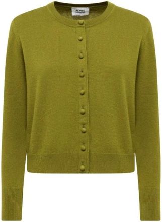 Alpha Studio Rebecca Cropped Retro - Dames - Vesten - Groen - XL - Wol - Truien & Vesten