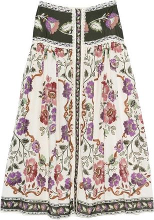 Farm Rio Floral-print Midi Skirt