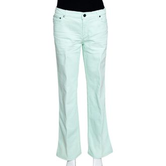 Roberto Cavalli Light Green Denim Straight Leg Jeans