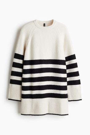 H&M Strickkleid - Cremefarben/Gestreift