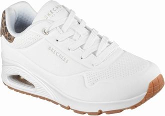 Skechers Womens Skechers UNO - Jungle Nite Polyurethane Womens White/Leopard Standard Trainers - Size: 6