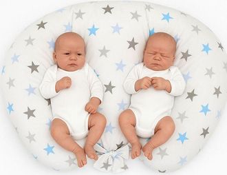 OEM Almohada De Lactancia Gemelar + Funda Extra&iacute;ble - Estrellas Gris Azuladas