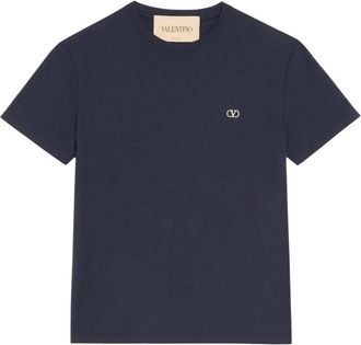 Valentino Katoenen T-shirt Met VLogo Borduurwerk - Heren - T-shirts - Blauw - XL - Katoen - Tops