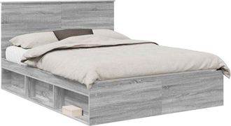 vidaXL Estructura De Cama Con Cabecera Gris Sonoma 150 X 200 Cm Vidaxl
