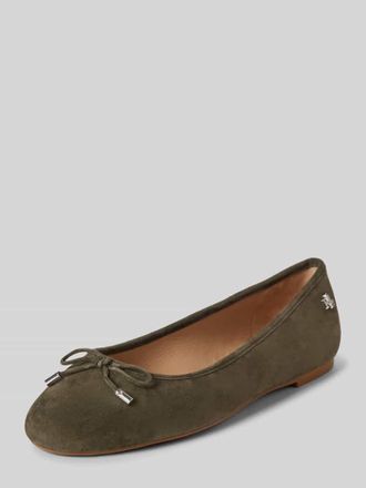 Lauren Ralph Lauren Lederballerinas mit Zierschleife Modell JAYNA in Khaki, Gr&ouml;&szlig;e 39