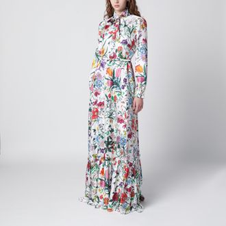 Gucci Long multicolor silk twill dress