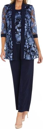 R & M Richards 2 Piece Pant Suit In Navy/periwinkle