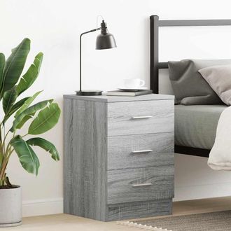 vidaXL Vidaxl - Mesita De Noche Madera Contrachapada Gris Sonoma 38x35x56 Cm