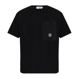 Stone Island T-Shirts, male, Black, Size: 2XL Patch Pocket T-Shirt