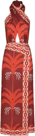 Johanna Ortiz Buen Viento printed halterneck dress - Red