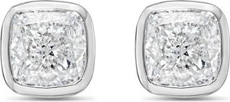 Diana M. Jewels 14KT WHITE GOLD LAB GROWN CUSHION CUT STUDS IN A BEZEL SETTING WEIGHING 1.50 CTS TW