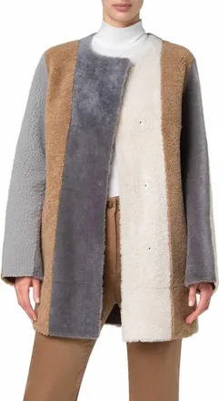 Akris Colorblock Fur Coat In Multi