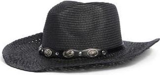 Vince Camuto Concho Trim Cowgirl Hat in Black at Nordstrom Rack