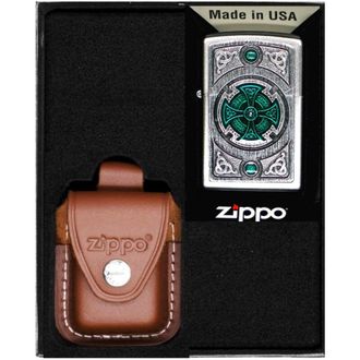 OEM Juego De Encendedores Zippo Celtic Green Cross Regalo N.&deg; 2