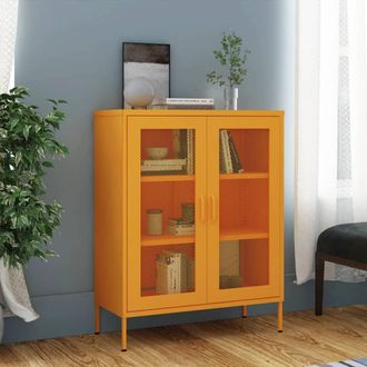 vidaXL Armario De Almacenamiento Acero Amarillo Mostaza 80x35x101,5 Cm Vidaxl
