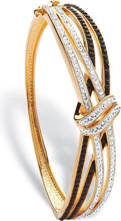 Palm Beach Jewelry Black & White Crystal Bangle Bracelet Gold-Plated 8 inch