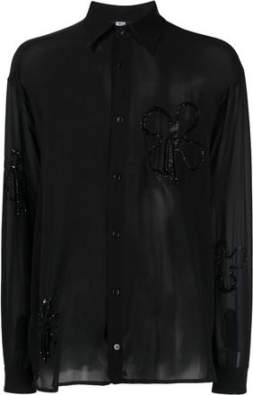 GCDS bead-embellished silk shirt - men - Silk - M - Black