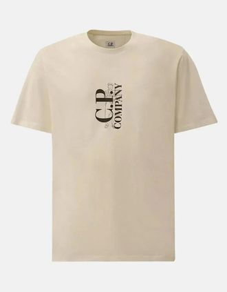 C.P. Company Mens CP COMPANY MENS 30/1 JERSEY VERTICAL LOGO T-SHIRT GAUZE WHITE - Tan - Size: 38
