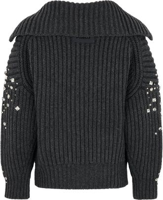Pinko Womens Gavi Wool-Blend Cardigan Grey Cardigans Sweater