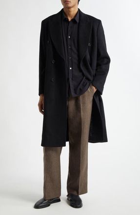 Our Legacy Whale Double Breasted Mohair Blend Coat in Black Hairy Wool at Nordstrom, Size 36 Us