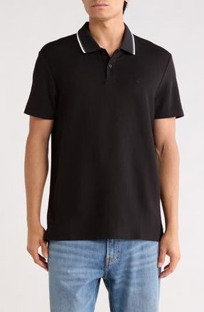Calvin Klein Tipped Collar Cotton Blend Polo in Black at Nordstrom Rack, Size Xx-Large