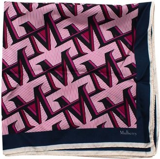 Mulberry Pink and Navy Silk Twilly Scarf
