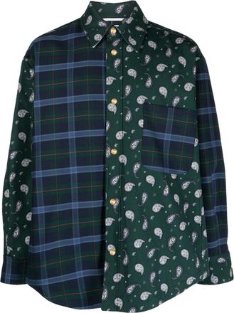 Thom Browne oversize mix-printed shirt jacket - men - Cotton/Cotton/Cupro - 00 - Green