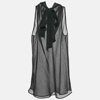 Emporio Armani Black Sheer Crepe Sleeveless Top M