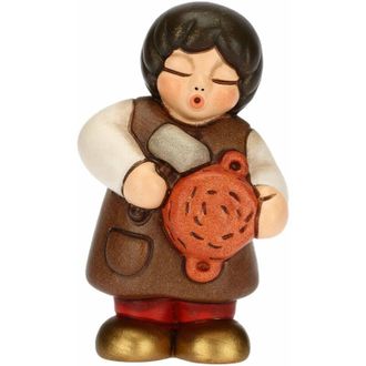 Thun Venditore di Pentole in Ceramica Decorata a Mano, Colore Rosso, Linea Presepe Classico, Decorazioni Natale Casa, 4.7x3.6x8 cm