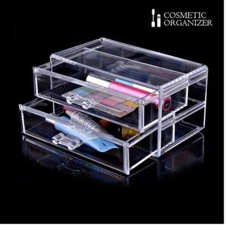 Trade Shop Trade Shop - Organiza Cosm&eacute;ticos Maquillaje Aclinico Organizador De Cosm&eacute;ticos Transparente 2 Cajones