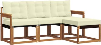 vidaXL Conjunto De Sof&aacute;s De Exterior 4 Uds. Natural Y Crema Vidaxl