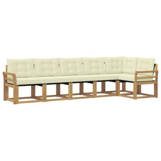 vidaXL Conjunto De Sof&aacute;s De Exterior Con Coj&iacute;n 6 Pcs Blanco Y Crema Vidaxl