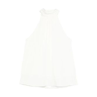 Nouvelle/Silk95Five Sleeveless Tops, female, White, Size: XS Pleated High Neck Sleeveless Top