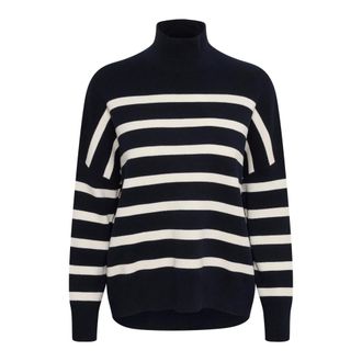 Inwear Striped Turtleneck Pullover Blue/White - female - InWear - Turtlenecks - Multicolor - 2XL - Knitwear