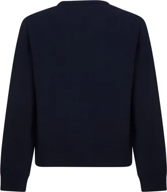 Gucci Mens Dark Blue Wool Intarsia Sweater