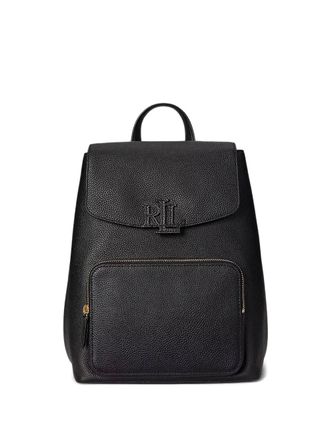Lauren Ralph Lauren medium Cameryn logo-embossed backpack - women - Calf Leather/Cotton - One Size - Black