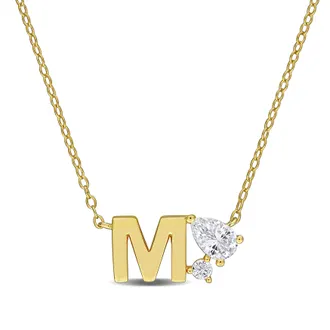 Mimi & Max 3/4ct TGW Created White Sapphire Q Initial Necklace Yellow Plated Sterling Silver