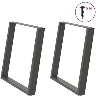 vidaXL Vidaxl - Patas Para Mesa De Comedor En Forma De U (2 Unidades), Antracita, 80 X (72-73) Cm, Acero