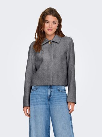 Only Kurzjacke ONLY ONLADINA LIFE JACKET CC OTW, Damen, Gr. XL, medium grau melange, Web, Obermaterial: 100% Polyester, meliert, unifarben, taillenbedeckt,