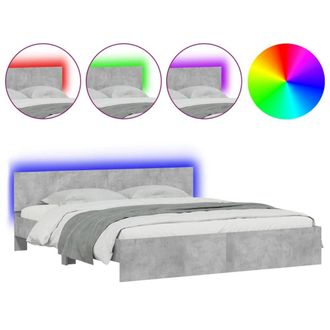 Berkfield Home Bed Frame with LED Frame Concrete Grey 180x200 cm Super King
