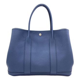 Herm&egrave;s Garden Blue Agate Country Leather Tote Bag (Pre-Owned)