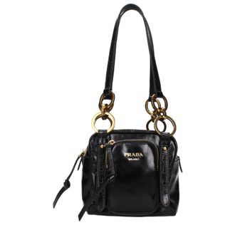 Prada Damens Schwarze Leder-Umh&auml;ngetasche