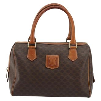 Celine Vintage Triomphe Handbag Canvas Brown Canvas Handbag (Pre-Owned)