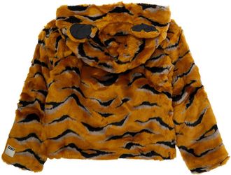 Kenzo Tiger-Stripe Faux Fur Hoodie - Yellow